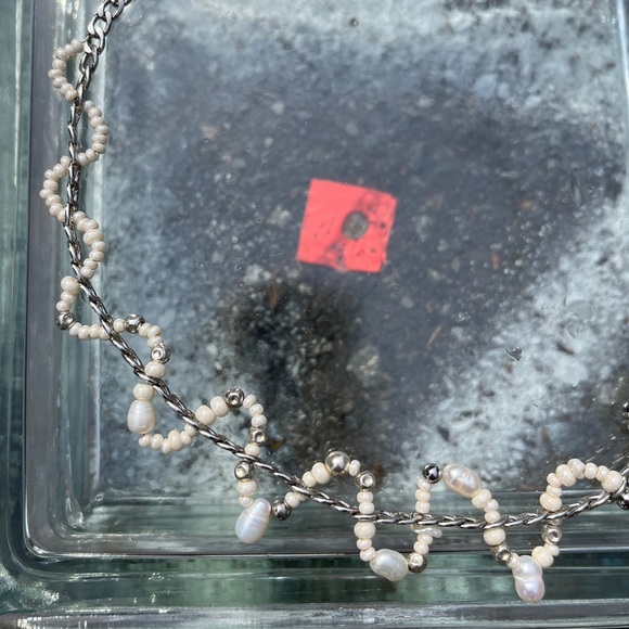 d’oinky WIGGLY CURB CHAIN BEADED NECKLACE HANDMADE FRESH WATER PEARLS - Picture 5 of 7